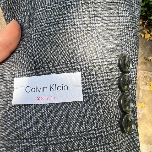 New ▶️ CALVIN KLEIN ◀️ Suit Jacket Mens Plaid X Slim Fit - Picture 4 of 11